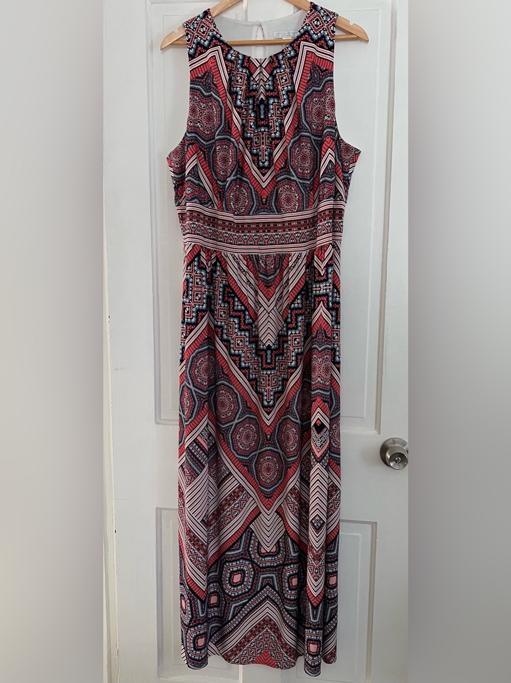 Boho Geometric Maxi Dress 2XL Flowy Vacation Resort Summer Plus Size